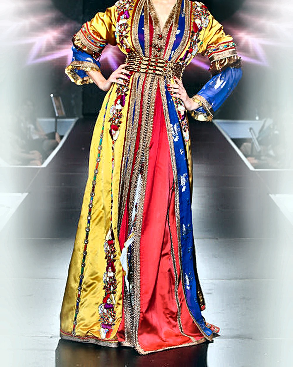 Caftan Multicolore à Panneaux — Ouidad Création